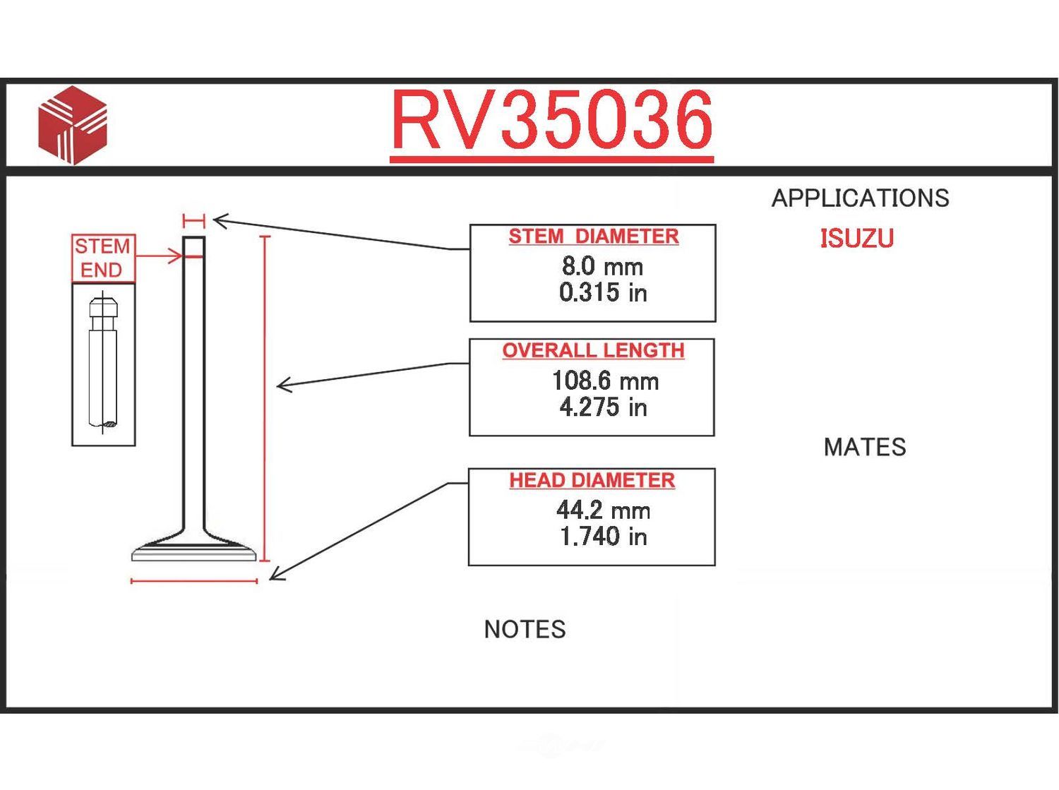 ITM - Engine Intake Valve - ITM - rv35036