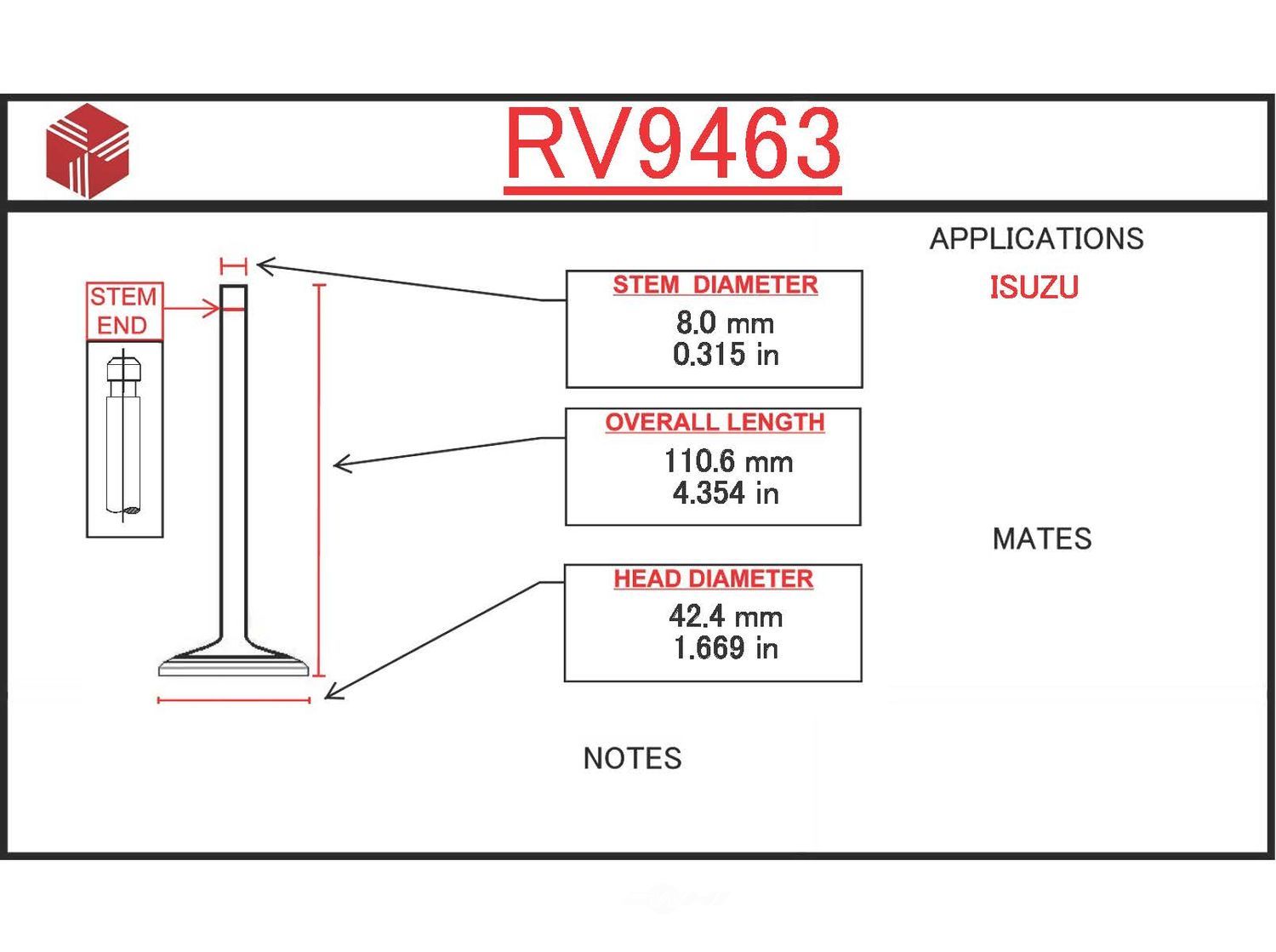 ITM - Engine Intake Valve - ITM - rv9463