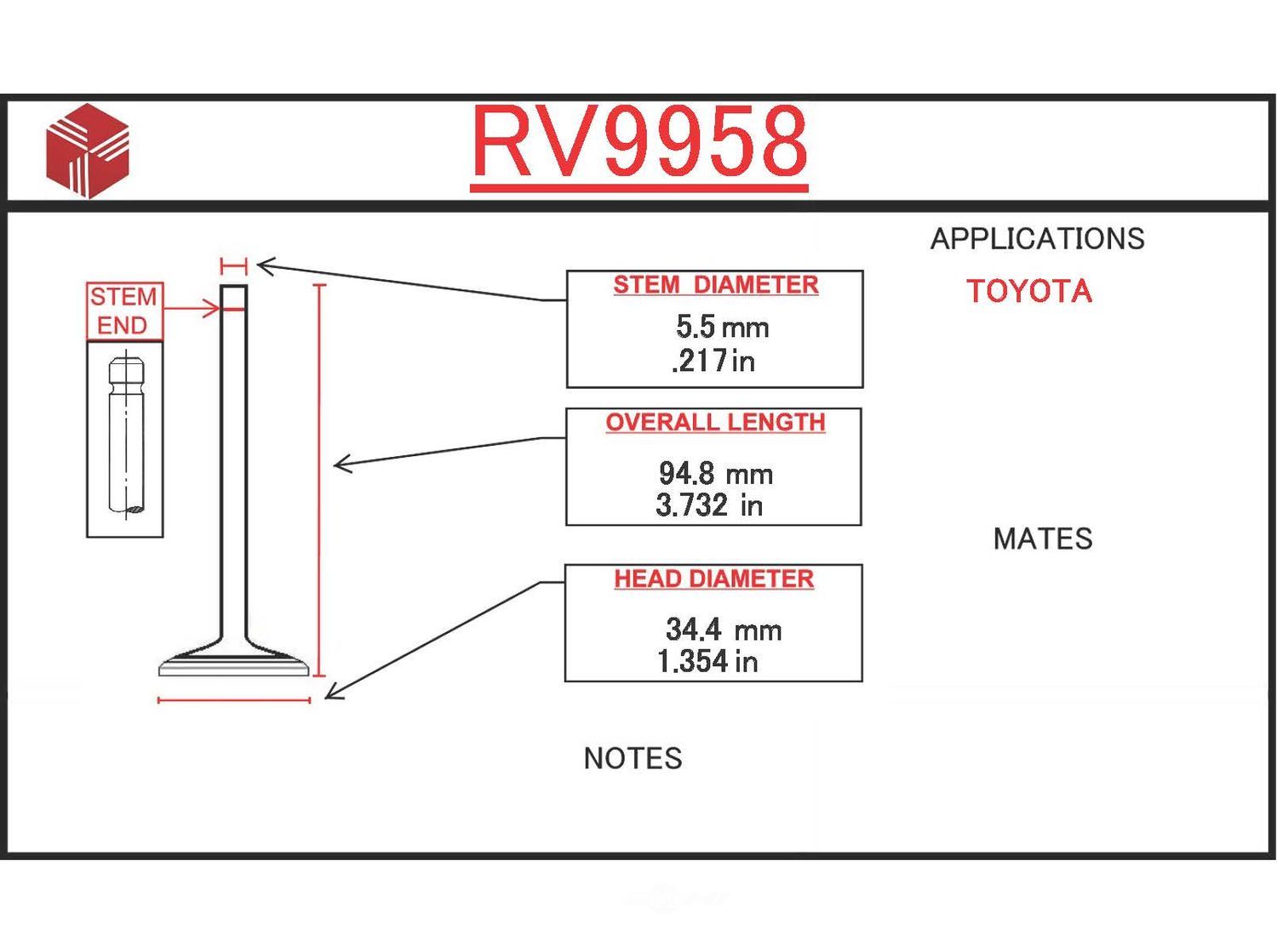 ITM - Engine Intake Valve - ITM RV9958