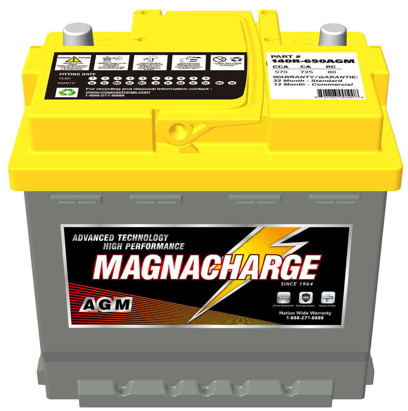 MAGNACHARGE BATTERY EXCHANGE MS140R-650AGM — Batterie de véhicule