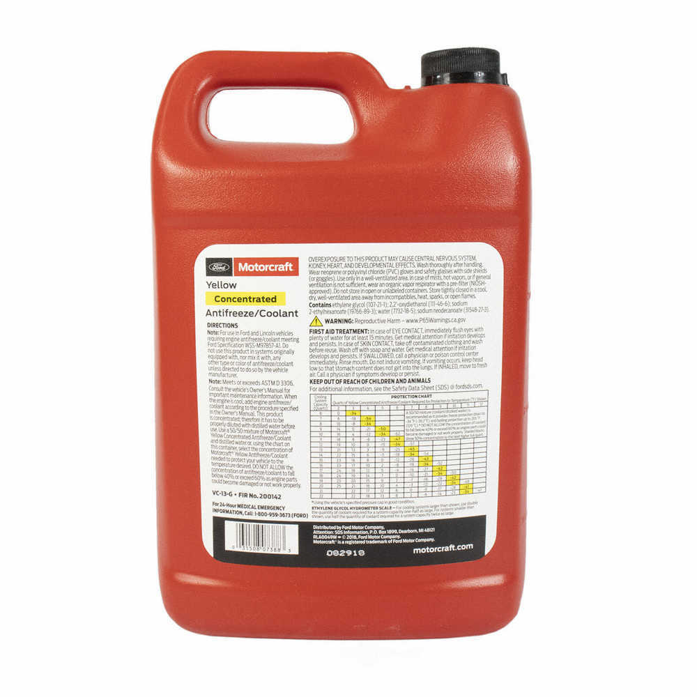 MOTORCRAFT - Yellow Concentrated Antifreeze / Coolant - Gallon - MOT VC-13-G