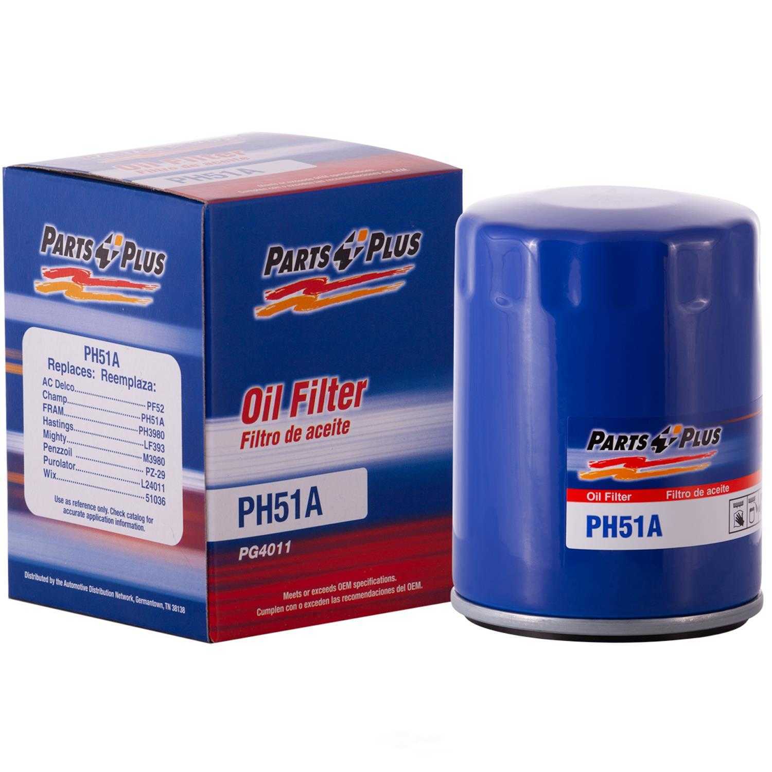 PARTS PLUS FILTERS BY PREMIUM GUARD - Extended Life Oil Filter - PLF PH51A