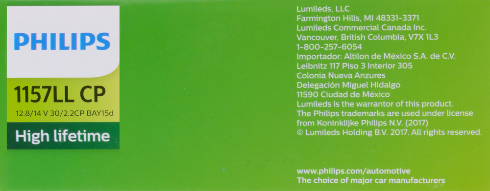 PHILIPS LIGHTING COMPANY - LongerLife - Multiple Commercial 10-Pack - PLP 1157LLCP