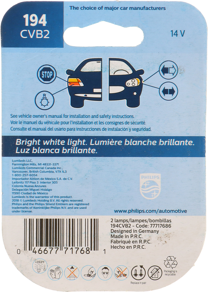PHILIPS LIGHTING COMPANY - CrystalVision Ultra - Twin Blister Pack - PLP 194CVB2
