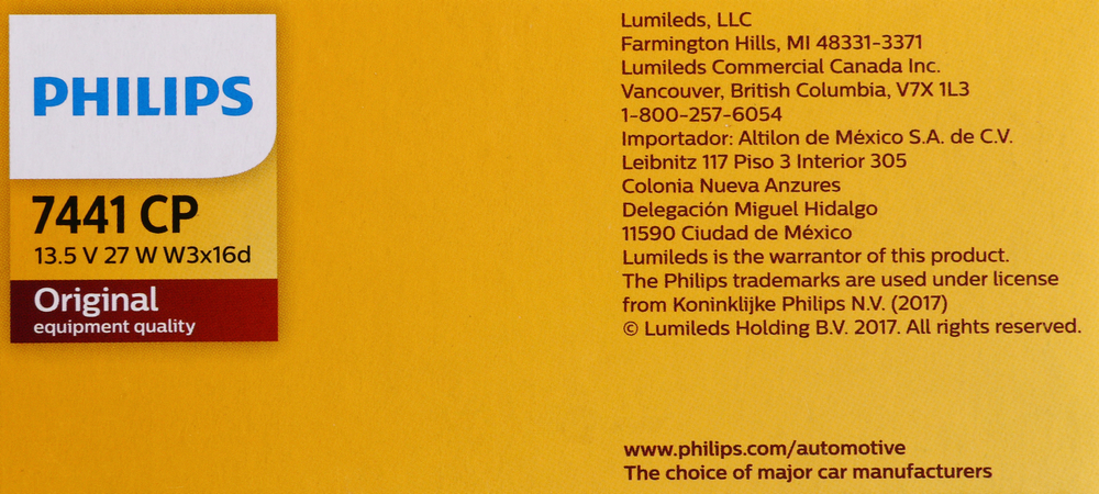 PHILIPS LIGHTING COMPANY - Standard - Multiple Commercial Pack Back Up Light Bulb - PLP 7441CP