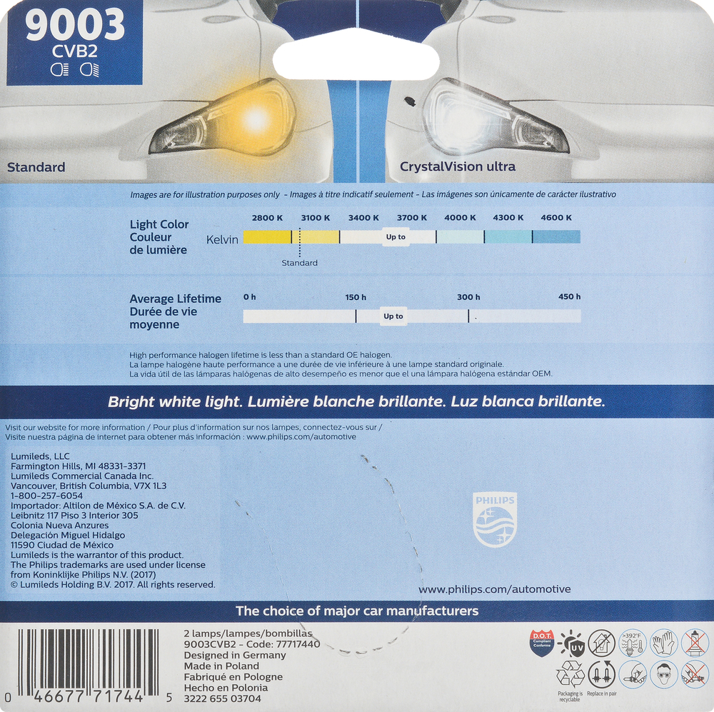 PHILIPS LIGHTING COMPANY - Crystalvision Ultra - Twin Blister Pack - PLP 9003CVB2