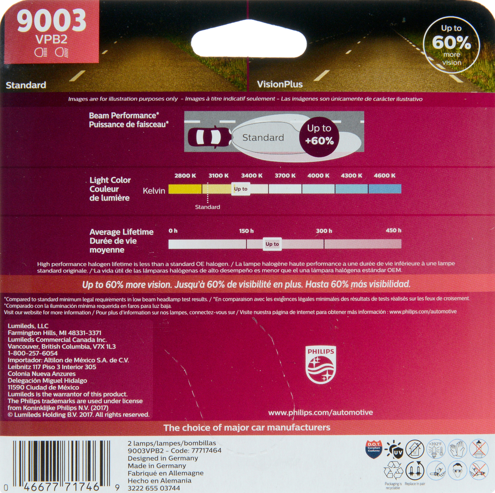 PHILIPS LIGHTING COMPANY - Visionplus - Twin Blister Pack - PLP 9003VPB2