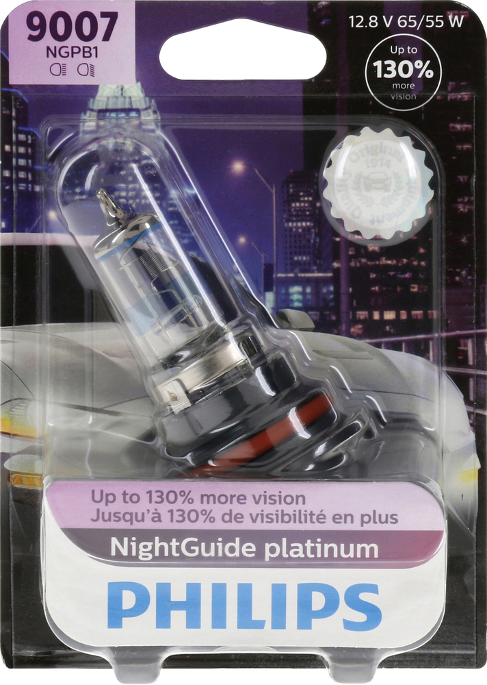 Phare avant Philips NightGuide en platine 9007
