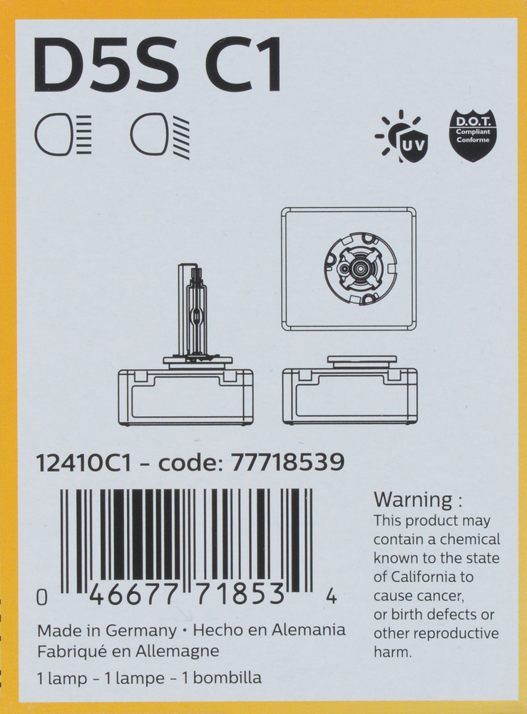PHILIPS LIGHTING COMPANY - Standard - Single Commercial Pack (High Beam and Low Beam) - PLP D5SC1