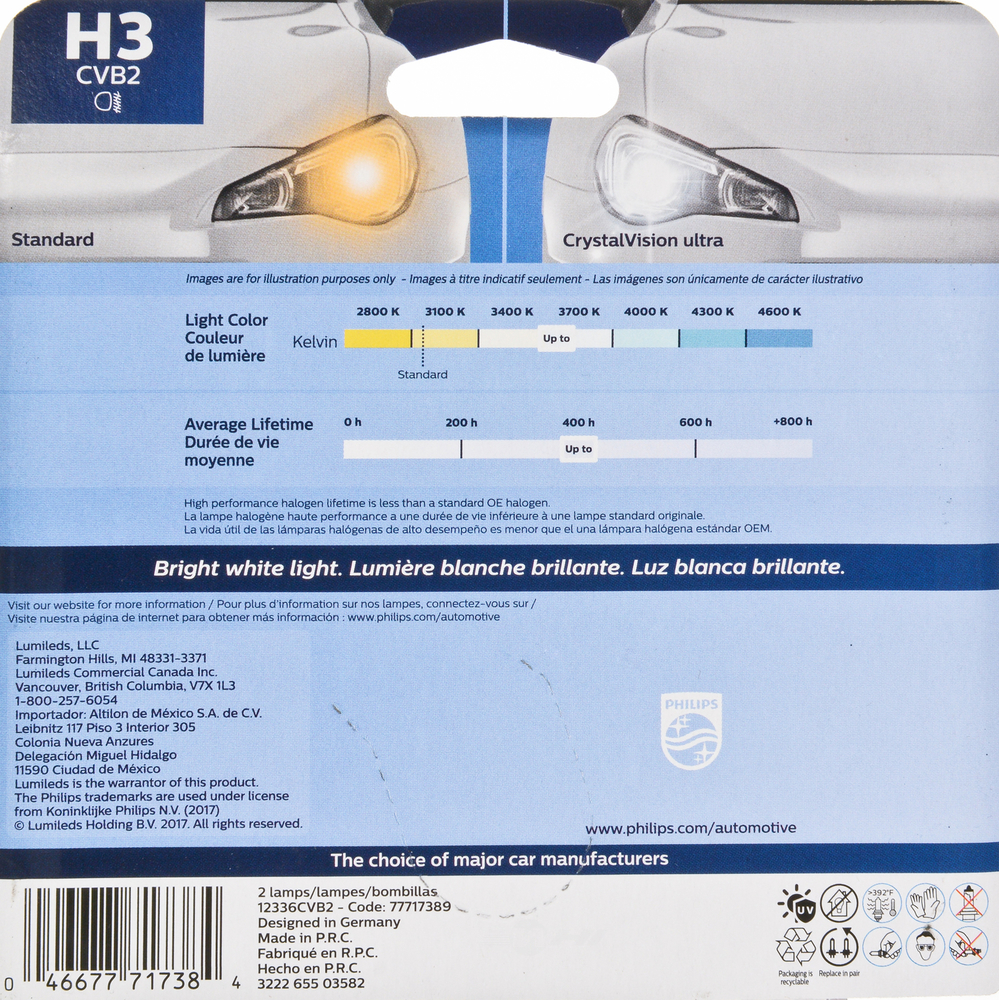 PHILIPS LIGHTING COMPANY - Crystalvision Ultra - Twin Blister Pack - PLP H3CVB2
