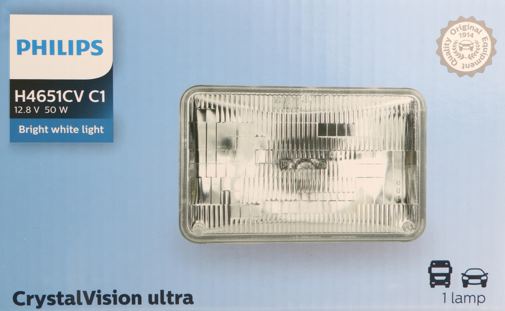 PHILIPS LIGHTING COMPANY - Crystalvision Ultra - Single Commercial Pack Headlight Bulb - PLP H4651CVC1