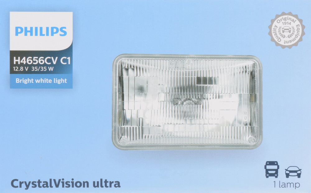 PHILIPS LIGHTING COMPANY - Crystalvision Ultra - Single Commercial Pack Headlight Bulb - PLP H4656CVC1