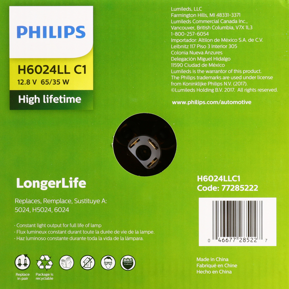 PHILIPS LIGHTING COMPANY - Longerlife - Single Commercial Pack - PLP H6024LLC1