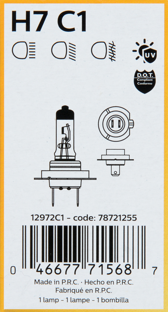 PHILIPS LIGHTING COMPANY - Standard - Single Commercial Pack - PLP H7C1