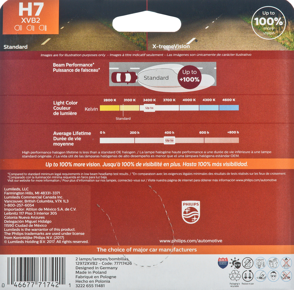 PHILIPS LIGHTING COMPANY - X-tremeVision - Twin Blister Pack - PLP H7XVB2