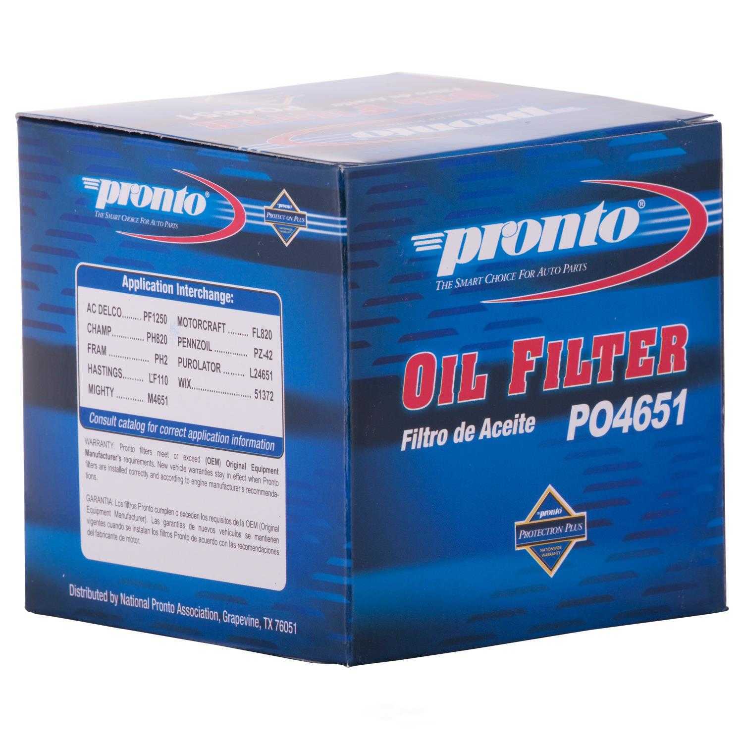 PRONTO/ID USA - Standard Life Oil Filter - PNP PO4651