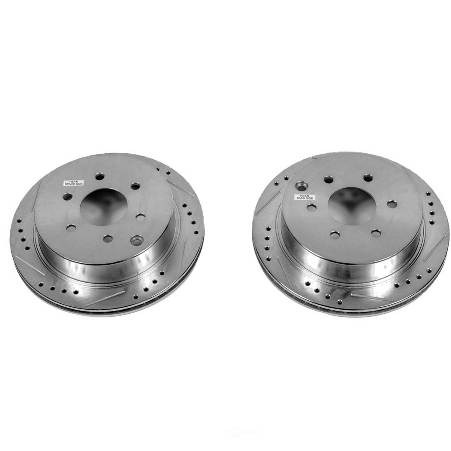 POWER STOP - Power Stop - Rear Drilled, Slotted and Zinc Plated Brake Rotor Pair - Co - PWS JBR1164XPR