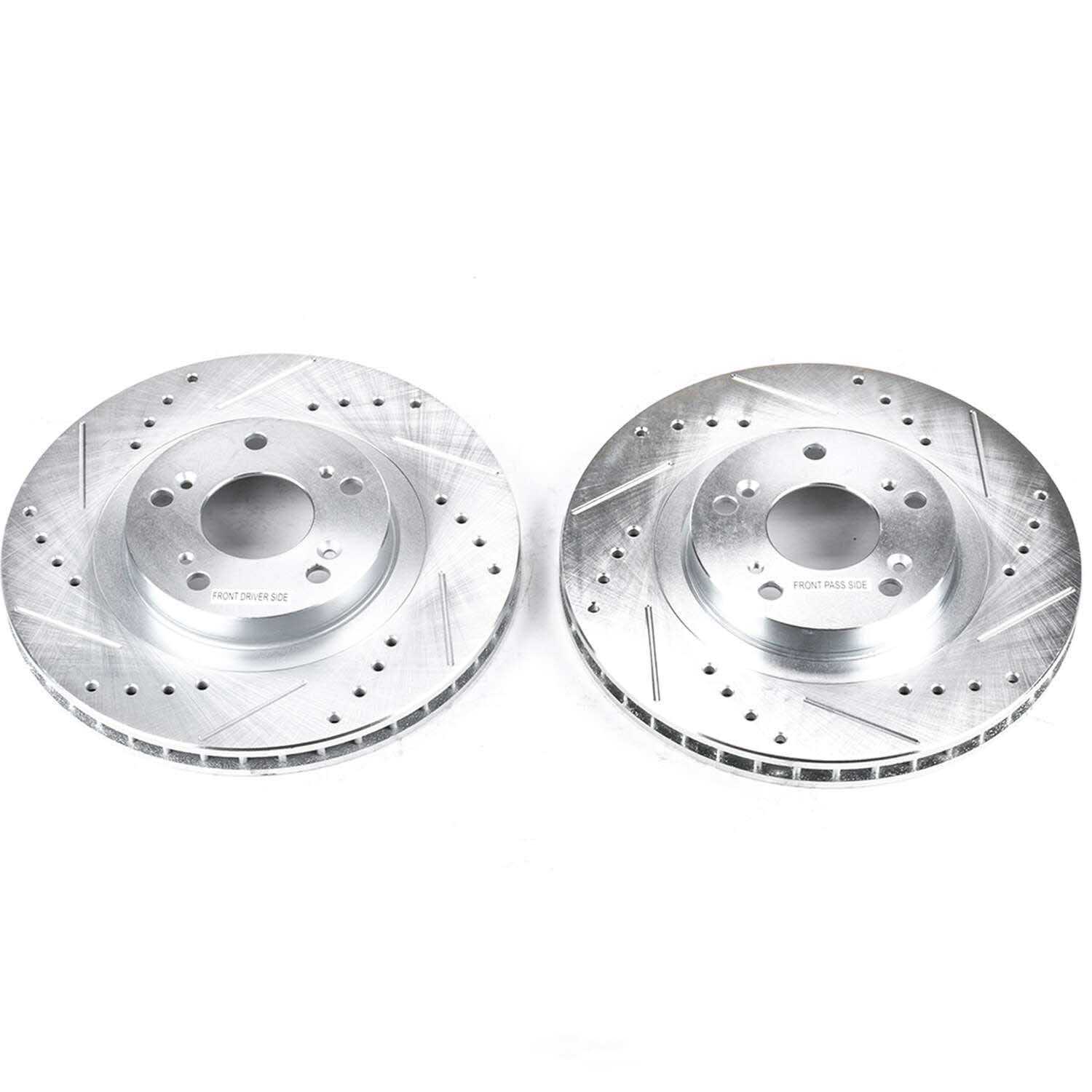 POWER STOP - Power Stop - Front Drilled, Slotted and Zinc Plated Brake Rotor Pair - C - PWS JBR991XPR