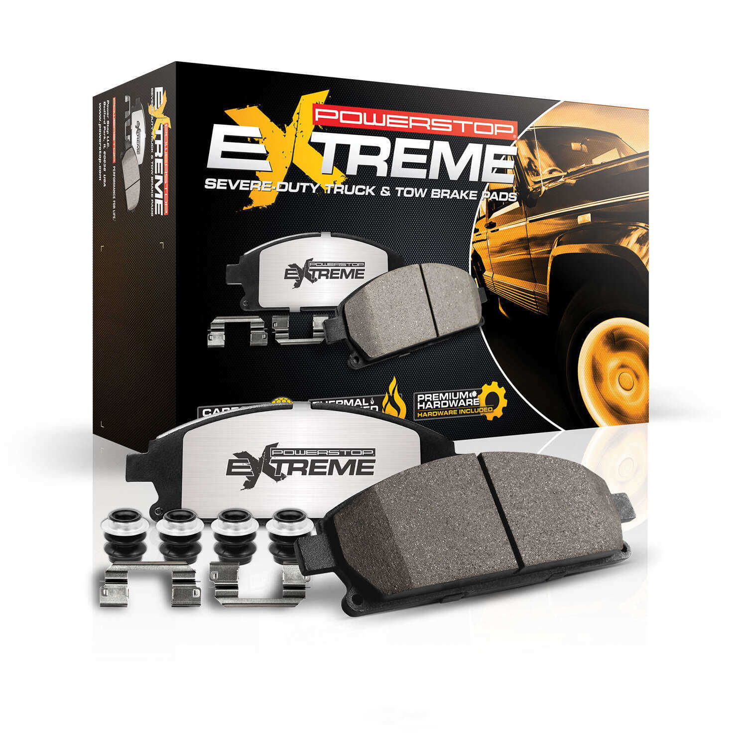POWER STOP - Z36 Truck and Tow Carbon Fiber-Ceramic Brake Pads with Hardware - PWS Z36-949B