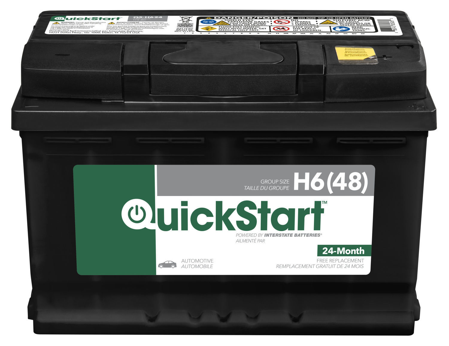 QUICKSTART BATTERIES QSH624 — Vehicle Battery