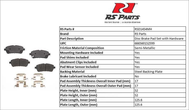 RS PARTS RSD1454MH — Jeu de plaquettes de frein à disque avant