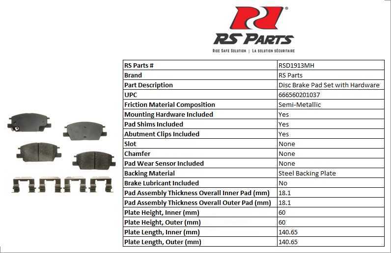 RS PARTS RSD1913MH — Front Disc Brake Pad Set