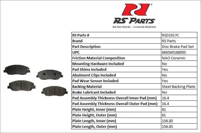 RS PARTS RSD1917C — Front Disc Brake Pad Set