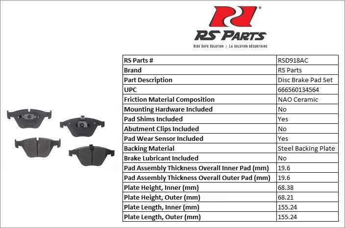 Ensemble de plaquettes de frein en céramique RS Parts