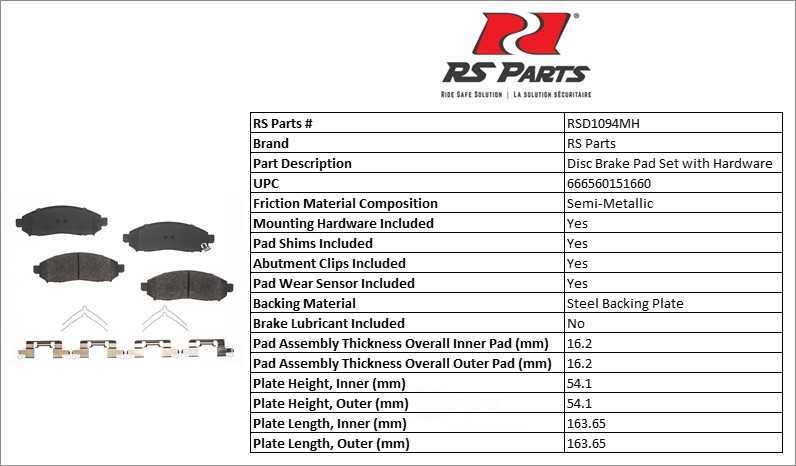 RS PARTS RSD1094MH — Front Disc Brake Pad Set