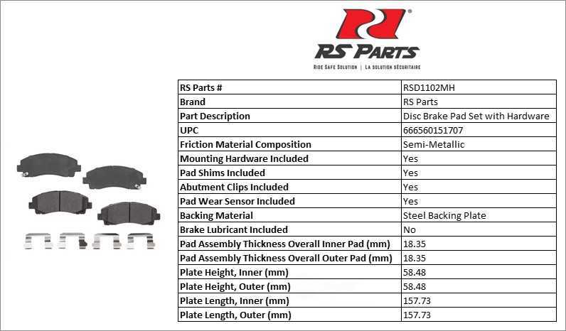 RS PARTS RSD1102MH — Front Disc Brake Pad Set