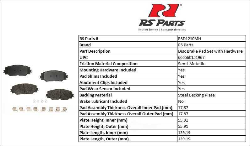 RS PARTS RSD1210MH — Front Disc Brake Pad Set