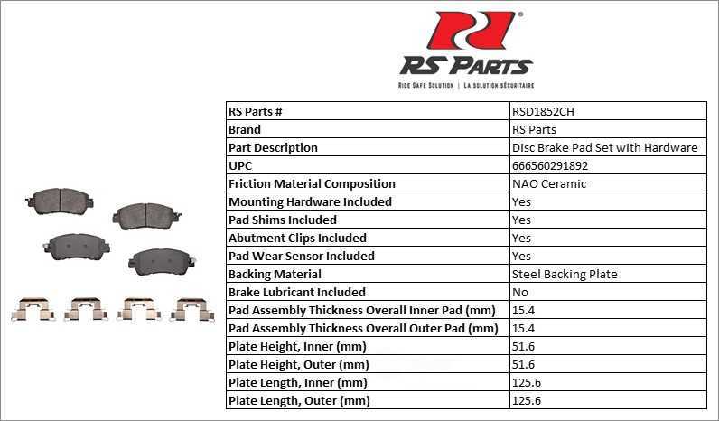 RS PARTS RSD1852CH — Front Disc Brake Pad Set