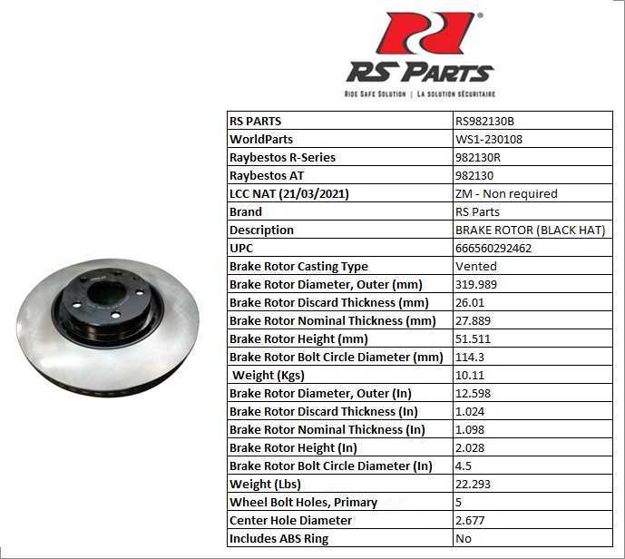 RS PARTS RS982130B — Front Disc Brake Rotor