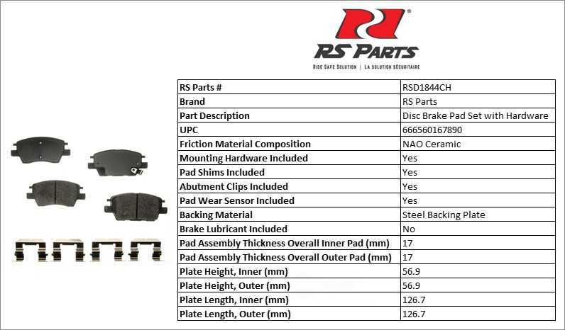 RS PARTS RSD1844CH — Front Disc Brake Pad Set