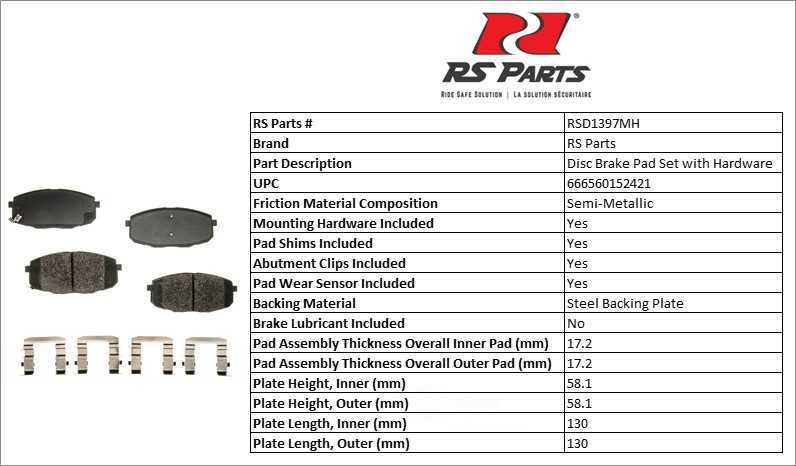 RS PARTS RSD1397MH — Front Disc Brake Pad Set