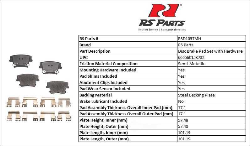 RS PARTS RSD1057MH — Rear Disc Brake Pad Set