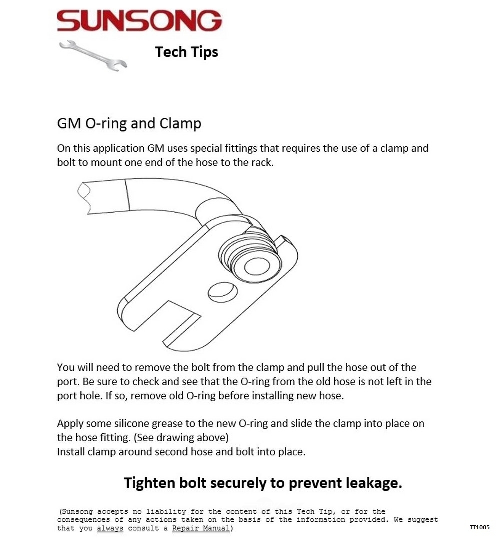 SUNSONG NORTH AMERICA - Power Steering Pressure Line Hose Assembly - SUG 3402397