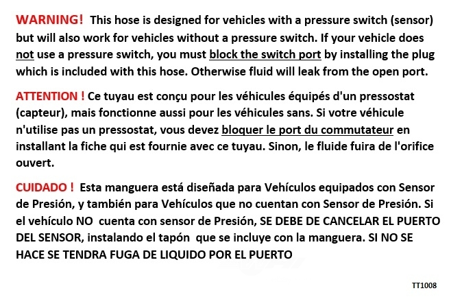 SUNSONG NORTH AMERICA - Power Steering Pressure Line Hose Assembly - SUG 3401290