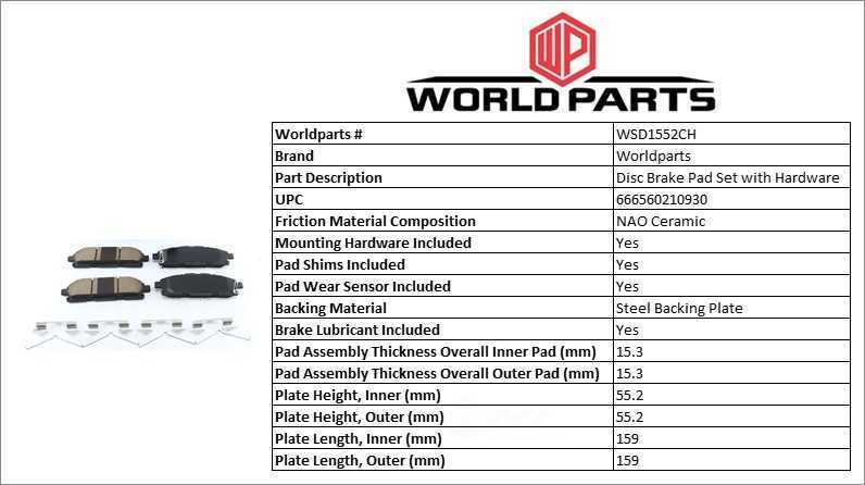 Synergy Ceramic brake pad set with hardware