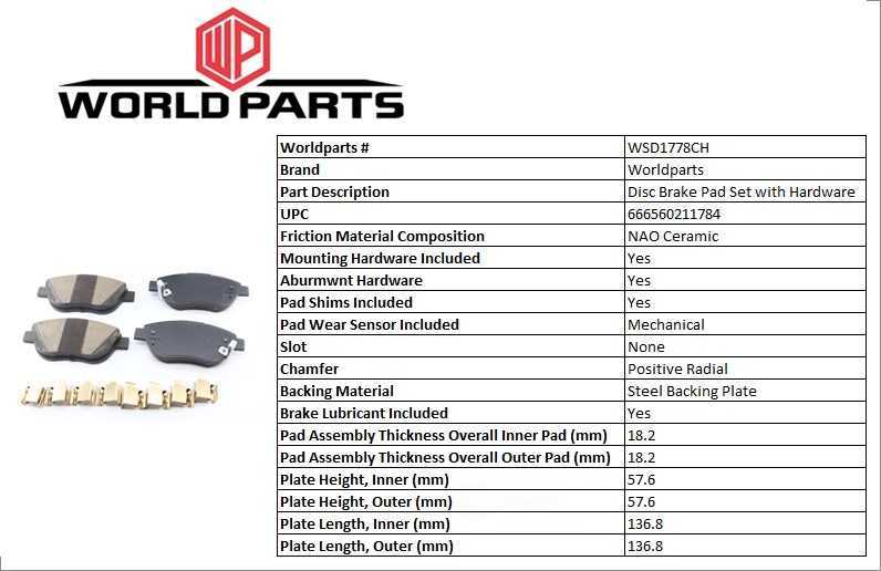 Synergy Ceramic brake pad set with hardware