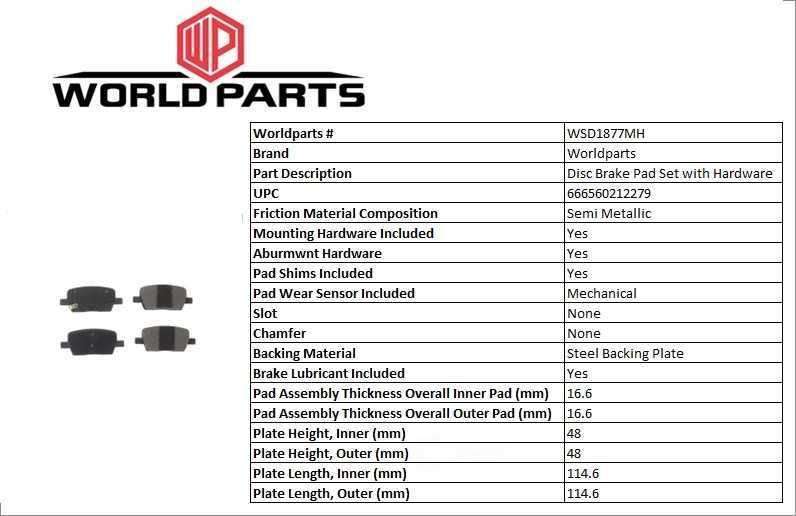 Synergy Semi Metallic brake pad set with hardware