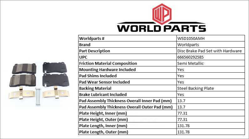 Synergy Semi Metallic brake pad set with hardware
