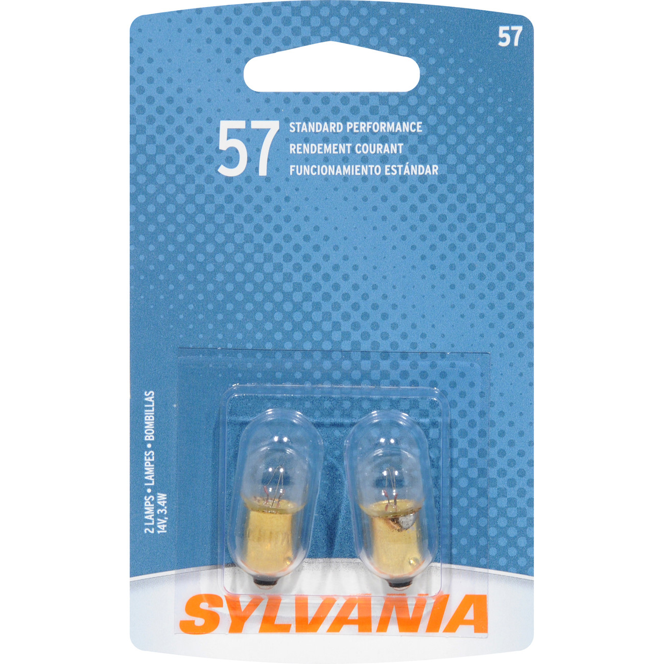 SYLVANIA RETAIL PACKS - Blister Pack Twin High Beam Indicator Light Bulb - SYR 57.BP2