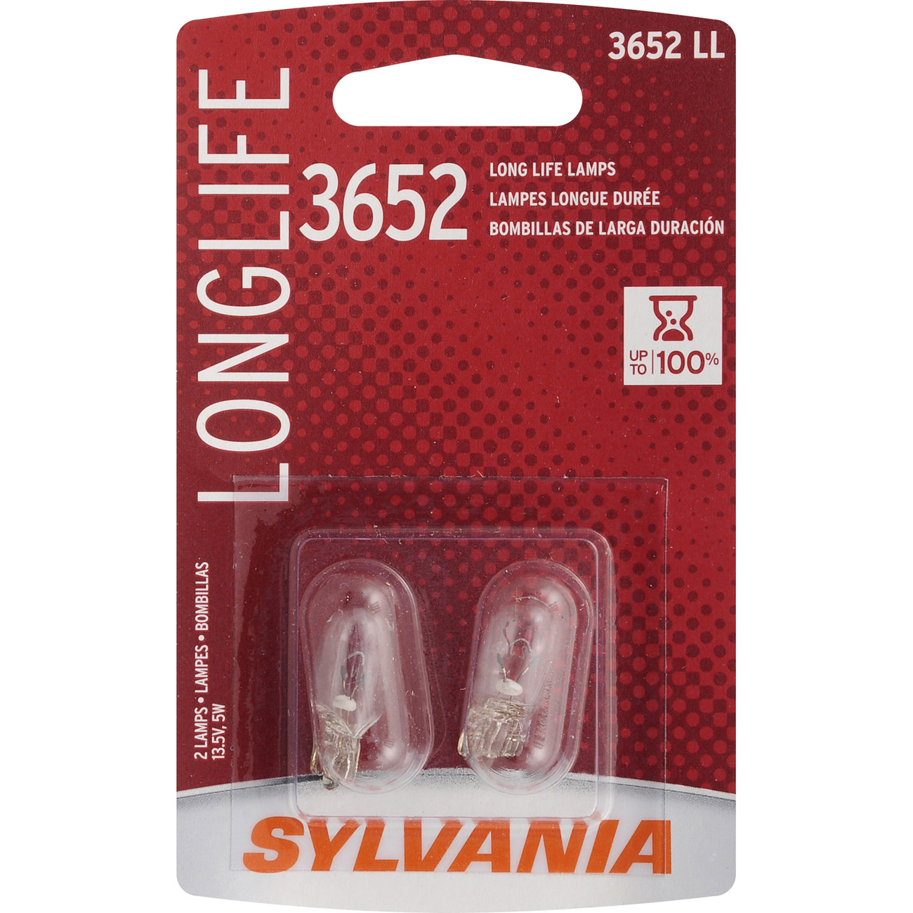 SYLVANIA RETAIL PACKS - Long Life Blister Pack Twin Parking Light Bulb - SYR 3652LL.BP2
