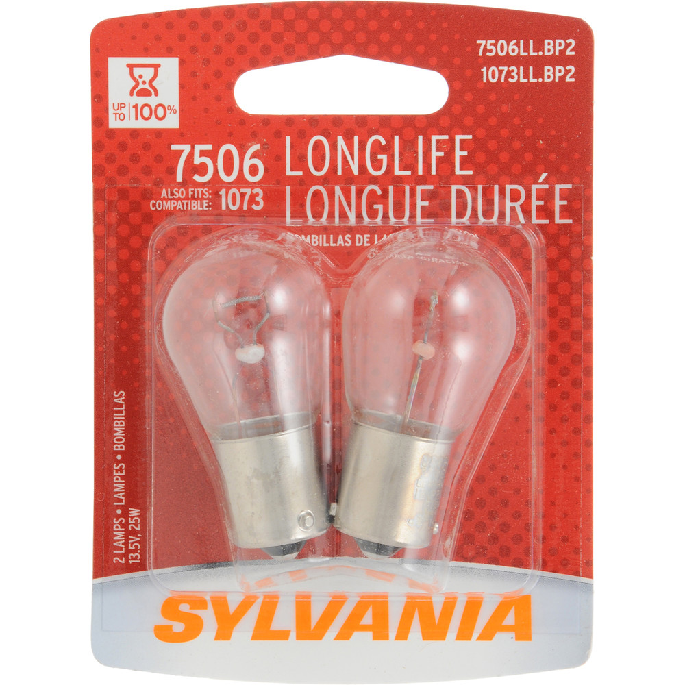 SYLVANIA RETAIL PACKS - Long Life Blister Pack Twin Back Up Light Bulb - SYR 7506LL.BP2