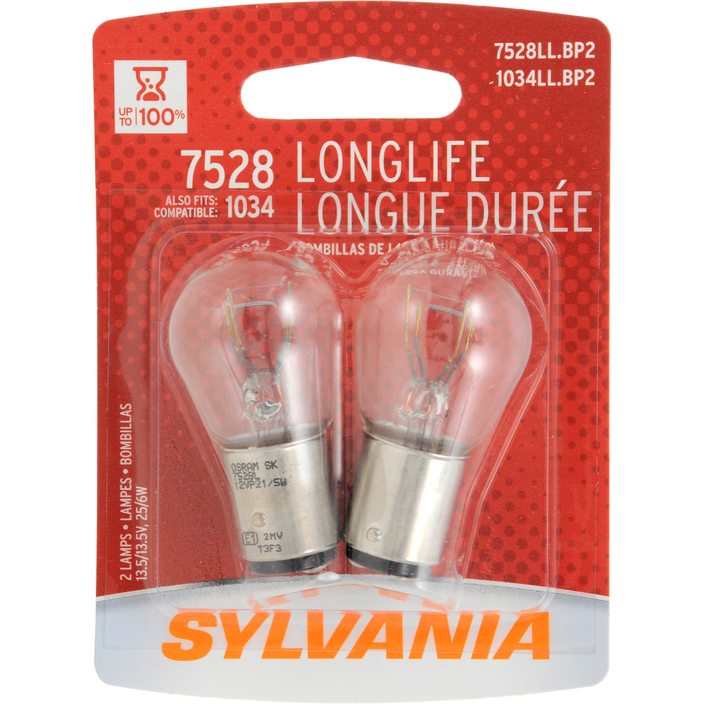 SYLVANIA RETAIL PACKS - Long Life Blister Pack Twin Brake Light Bulb - SYR 7528LL.BP2