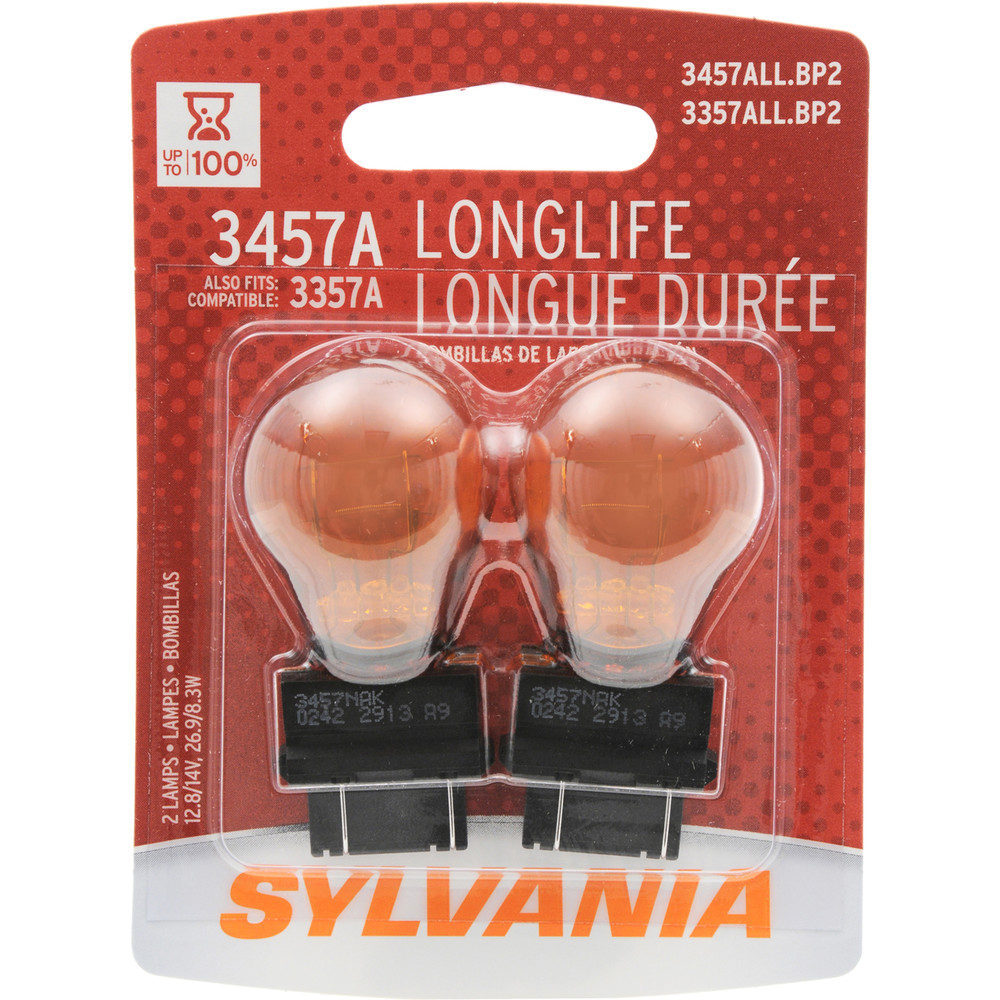 SYLVANIA RETAIL PACKS - SYLVANIA Amber Long Life Blister Pack TWIN (Front) - SYR 3457ALL.BP2