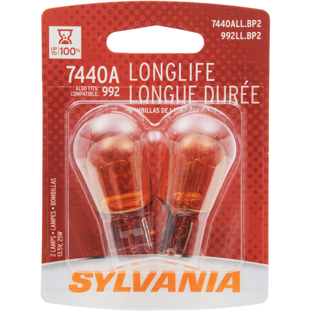 SYLVANIA RETAIL PACKS - SYLVANIA Amber Long Life Blister Pack TWIN (Rear) - SYR 7440ALL.BP2