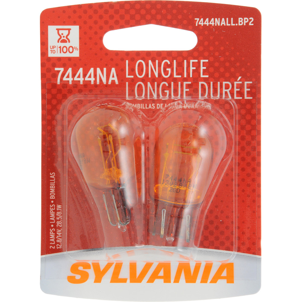 SYLVANIA RETAIL PACKS - SYLVANIA Amber Long Life Blister Pack TWIN (Front) - SYR 7444NALL.BP2