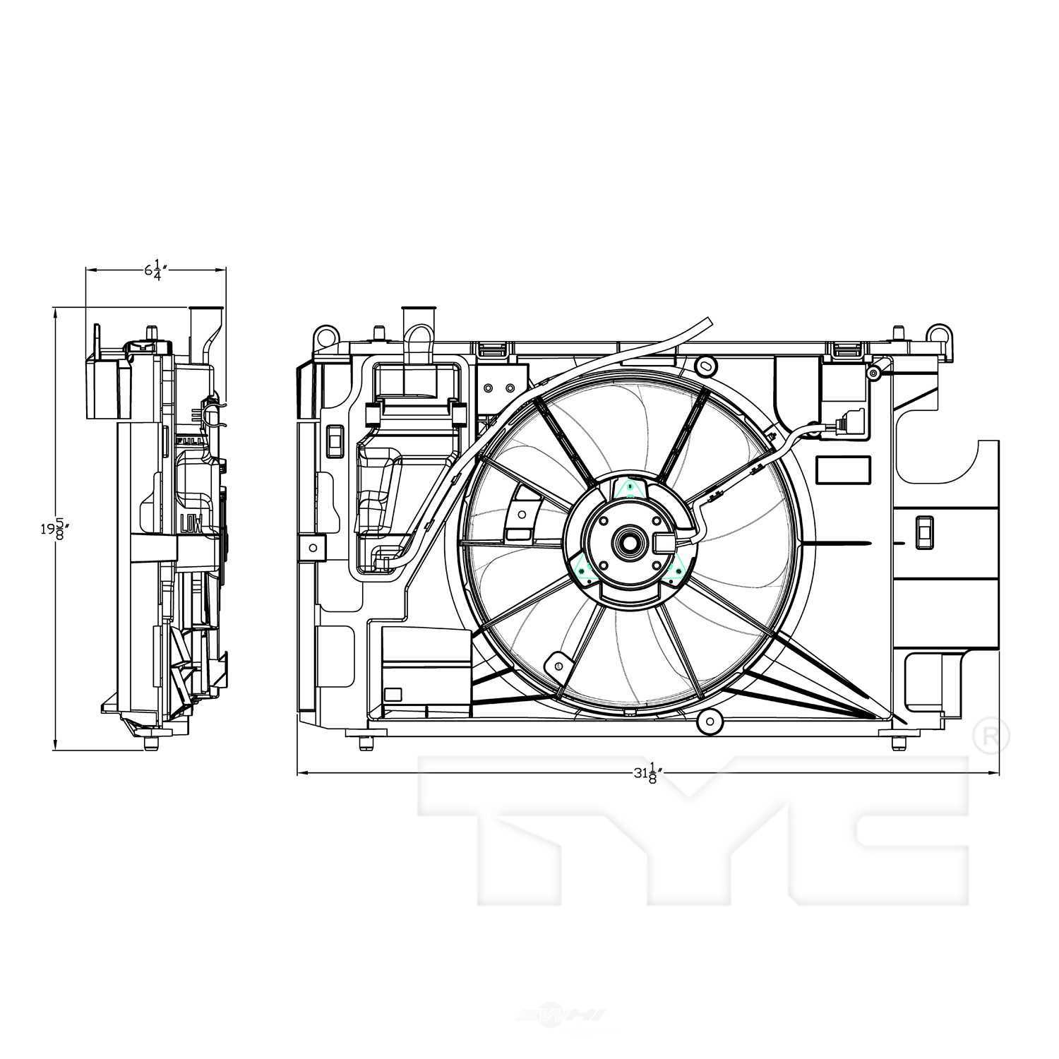 TYC - Dual Radiator And Condenser Fan Assembly - TYC - 623150